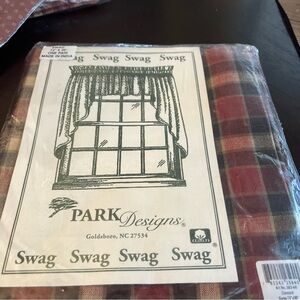 Park Designs Rustic Plaid Swag Curtains concord 72x36 pair new